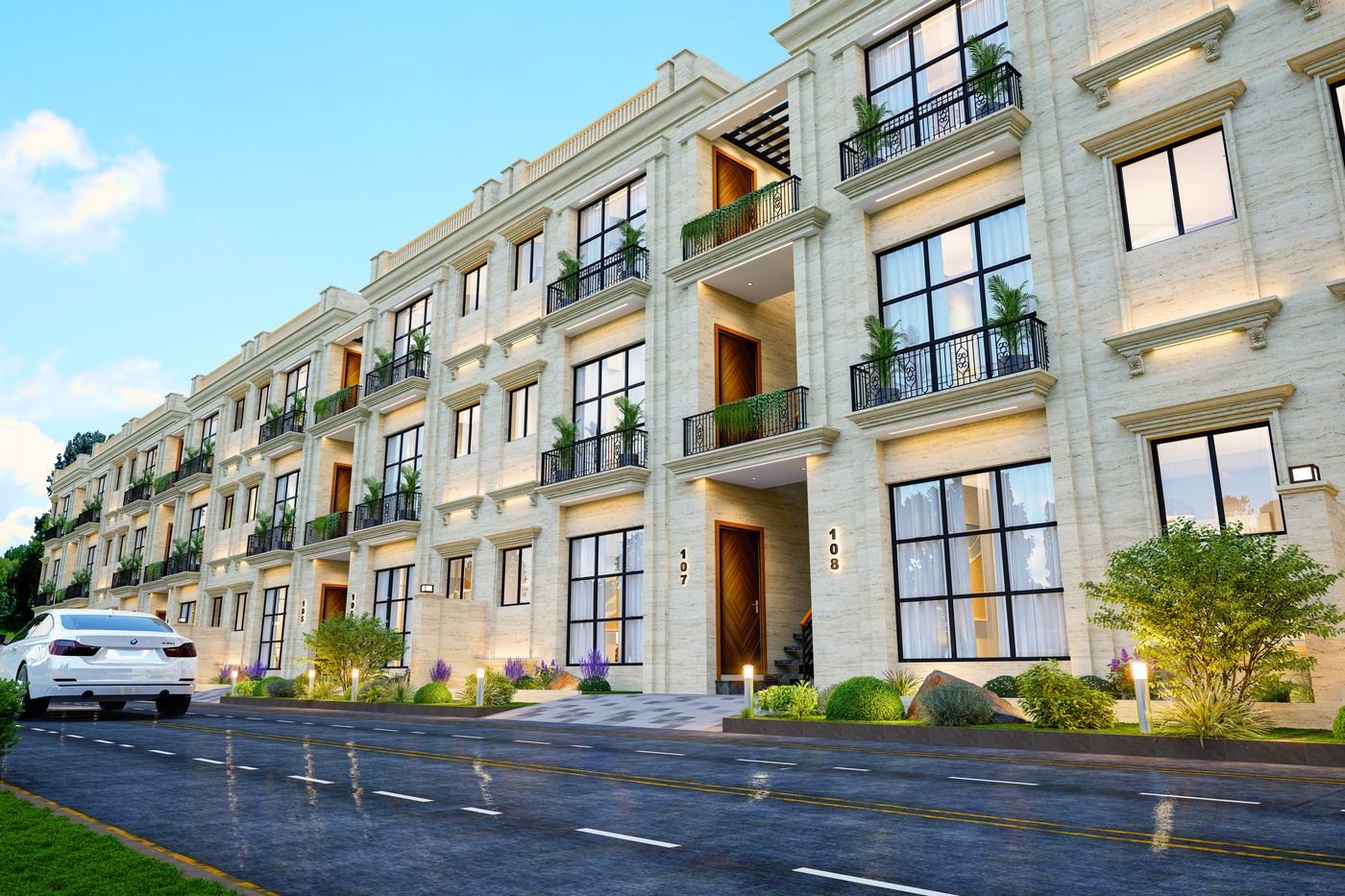 Al-Nafay Homes townhouse street, Overseas Block